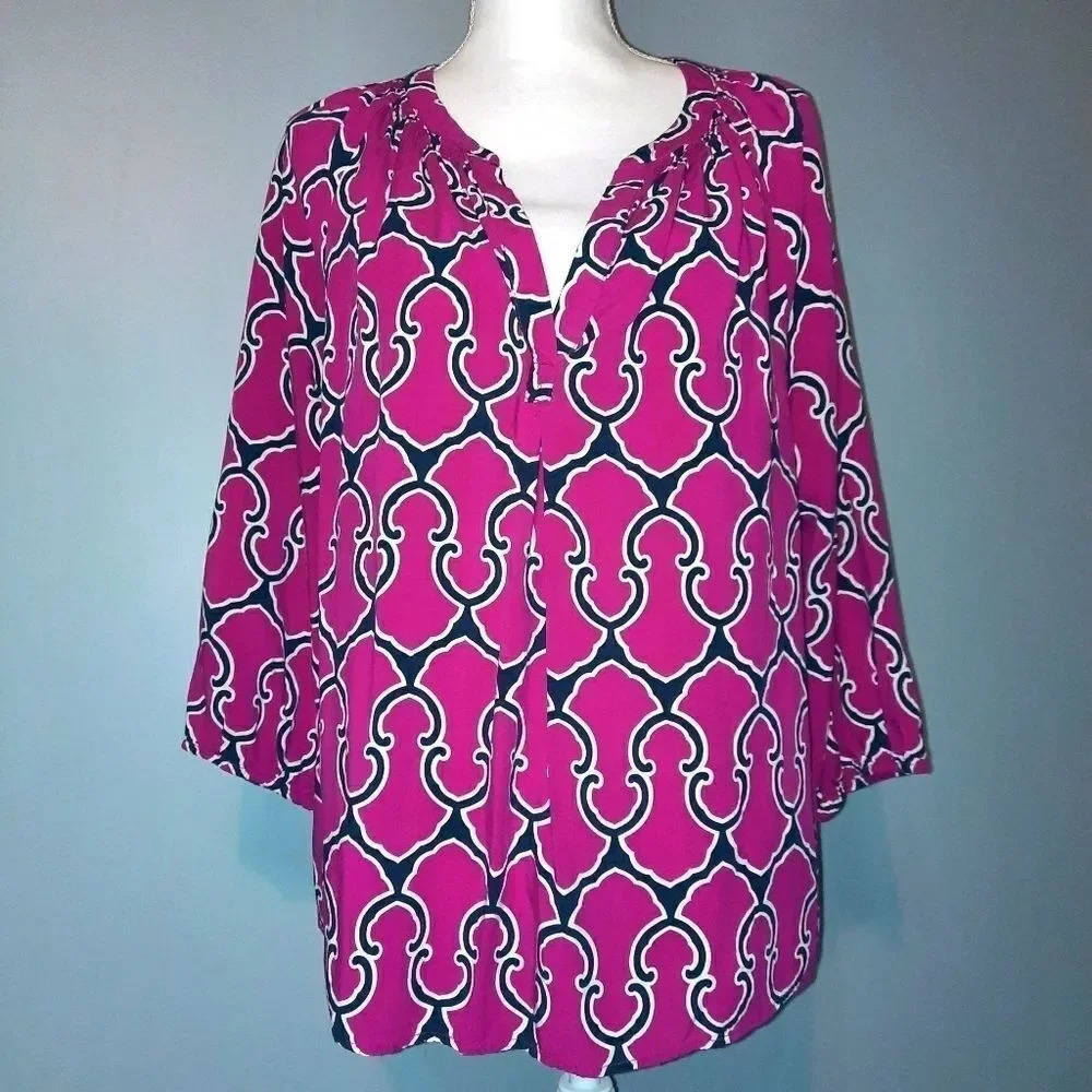 crown & ivy Pink and Blue Blouse - Picture 8 of 9